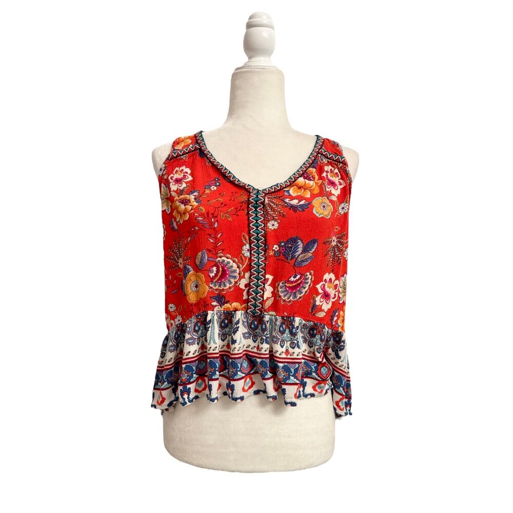 Patrons of Peace Women’s Sleeveless Floral Print Top Size Medium